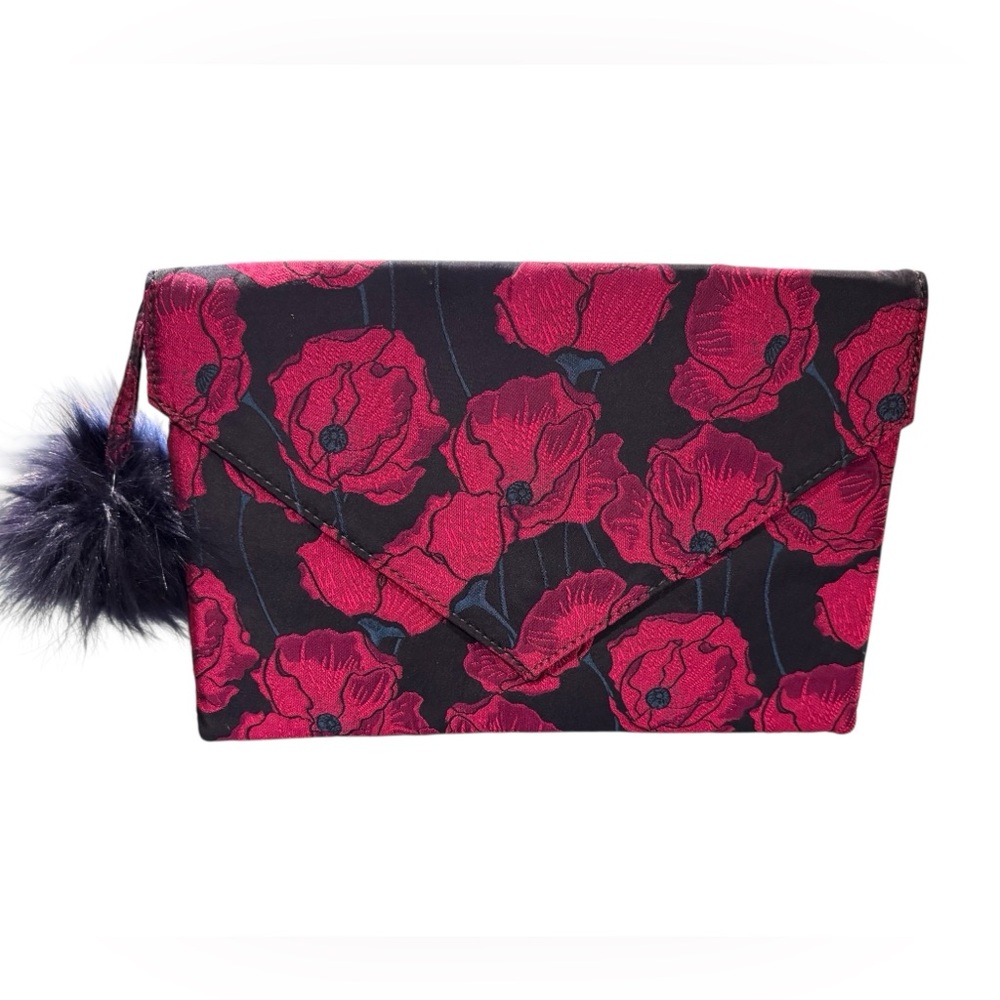Anthropologie Monserat Floral Poppy Envelope Clutch